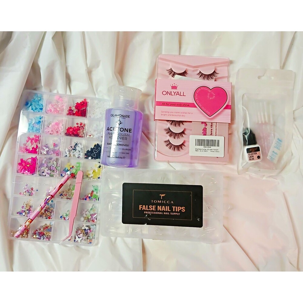 Nail & Lash Bundle. Nails, Nail Gems, Polish Remover, 7 Pairs lashes, Lash Glue